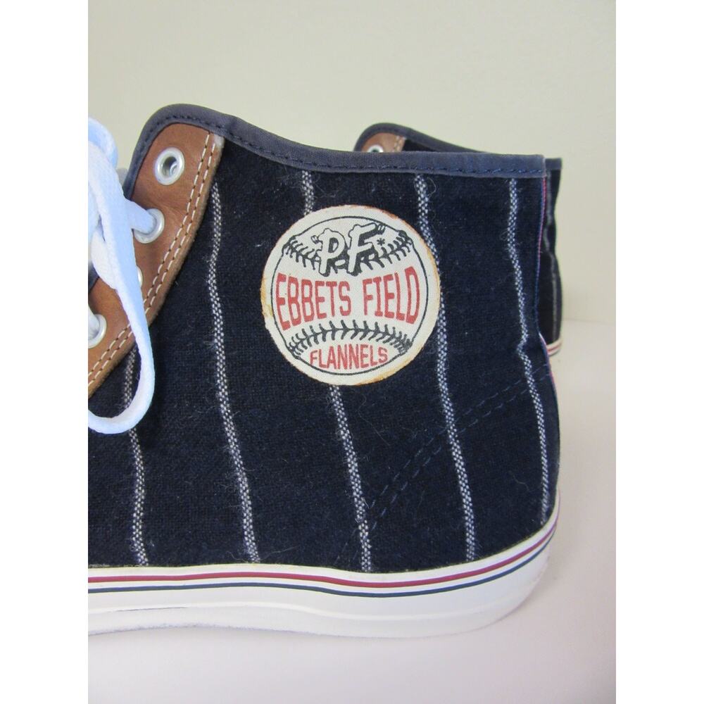 PF Flyers Ebbets Field Navy Blue Pinstripe Flannel 11 Retro High Top Sneakers - Picture 2 of 10